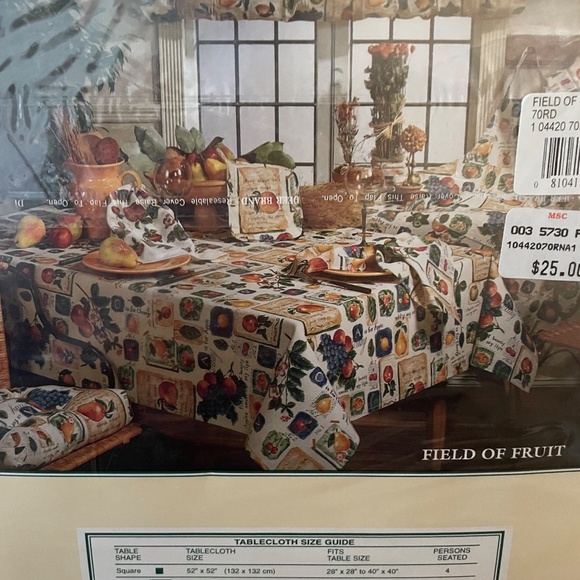 Selections-Field of Fruit Tablecloth--70 inches round-NWT - Picture 5 of 6